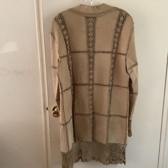 Taupe color mid length Coat - Picture 2 of 3